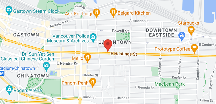 map of 351 953 E HASTINGS STREET